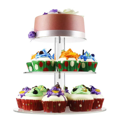 Cake Stand 3 Tier Cupcake Holder Clear Acrylic Birthday Wedding Party Dessert Decoration Tools Snack Baking Display Supplies