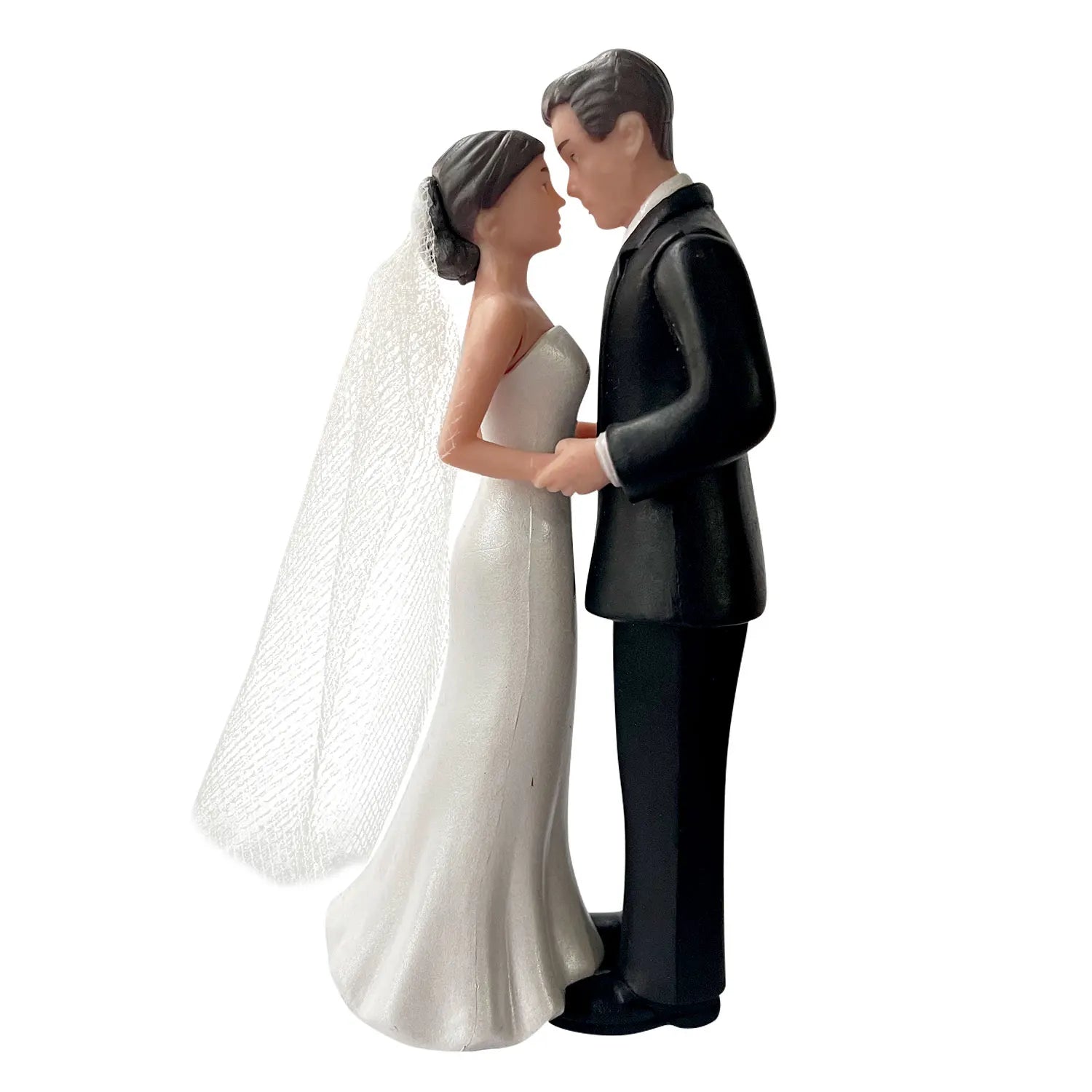 Elegant Bride &amp; Groom Wedding Cake Topper with Veil 4.3" - Anniversary, Bridal Shower, Engagement Party Decoration
