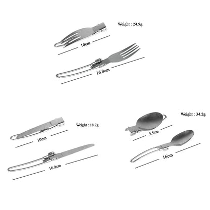 Camping Foldable Fork Knife Spoon Set Outdoor Camp Picnic Slice Tableware Tourist Cooking Equipment Supplies