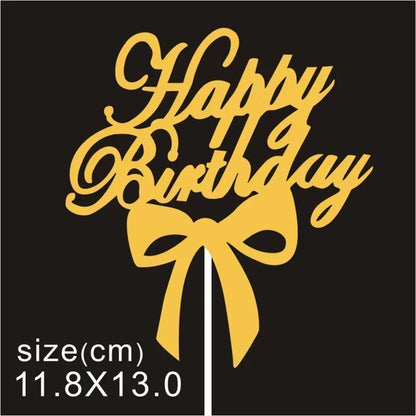 10 Pcs / Bag Gold Silver English Happy Birthday  Cake Toppers  Birthday Party Decorations   Baking DIY Accessories