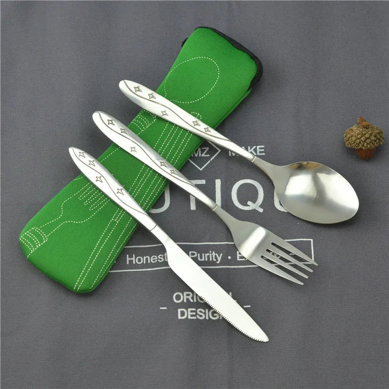 Picnic Set Tableware Washable with Zipper Travel Cutlery Kit Case Portable Pouch for Dinner Household Tool Travel Camping Spoon