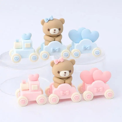 Pink Blue Bear Cake Topper Baby Shower Boy Girl Birthday Party Cake Decor Adult Birthday Gifts Wedding Cake Decorating Baking