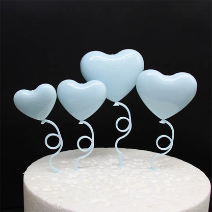 4Pcs Valentines Day Decoration Heart Cake Toppers Dessert Toppers Valentine&