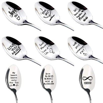 Valentines Day Gift Stainless Steel Milk Coffee Spoons Love Letter Wedding Souvenirs Anniversary Gift for Girlfriend Boyfriend