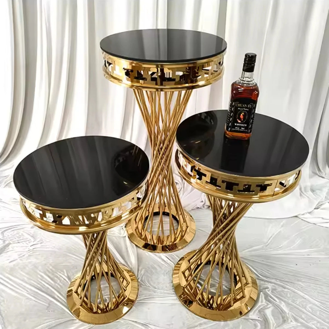 3pcs/set)mirror top gold wedding plinths wedding supplies cake stand acrylic plinths display stand plinth stand 676