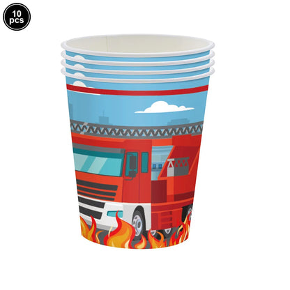 Fireman Cake Topper Cupcake Toppers Fire Hydrant Truck Firefighter Helmet Theme for Kids Boy Girl Happy Birthday Cake Decoration