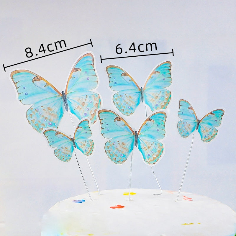 Happy Birthday Butterfly Theme Cake ToppersHandmade Painted Wedding Birthday Party Cake Decoration Party Baking Supplies Gift