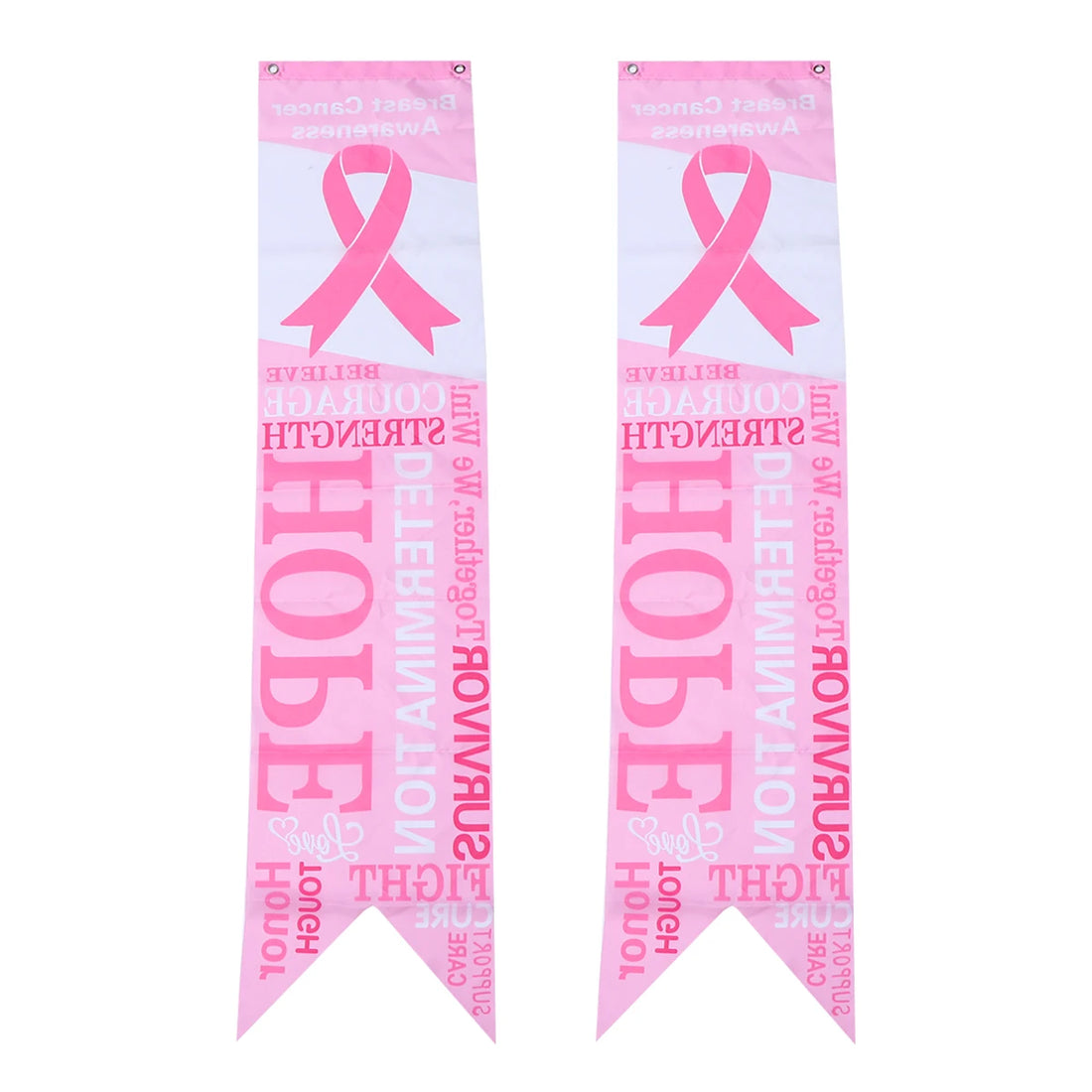 2pcs Pink Ribbon Banners Breast Cancer Awareness Health Hanging Flags Wall Decor For Doors Windows Party Decorations
