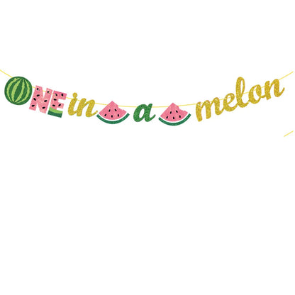 One in a Melon Cupcake Topper Baby Kids 1st Birthday Party Cake Decor Watermelon Themed Party Supplies Baby Shower Girl Birthday