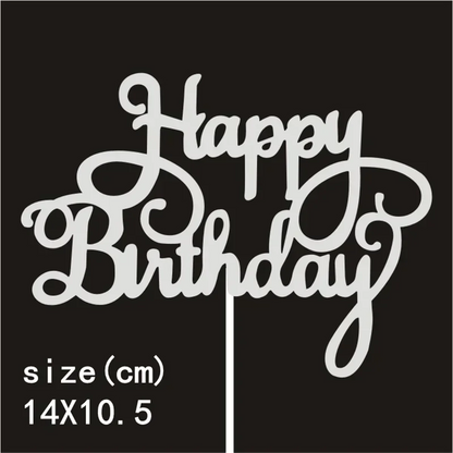 10 Pcs / Bag Gold Silver English Happy Birthday  Cake Toppers  Birthday Party Decorations   Baking DIY Accessories
