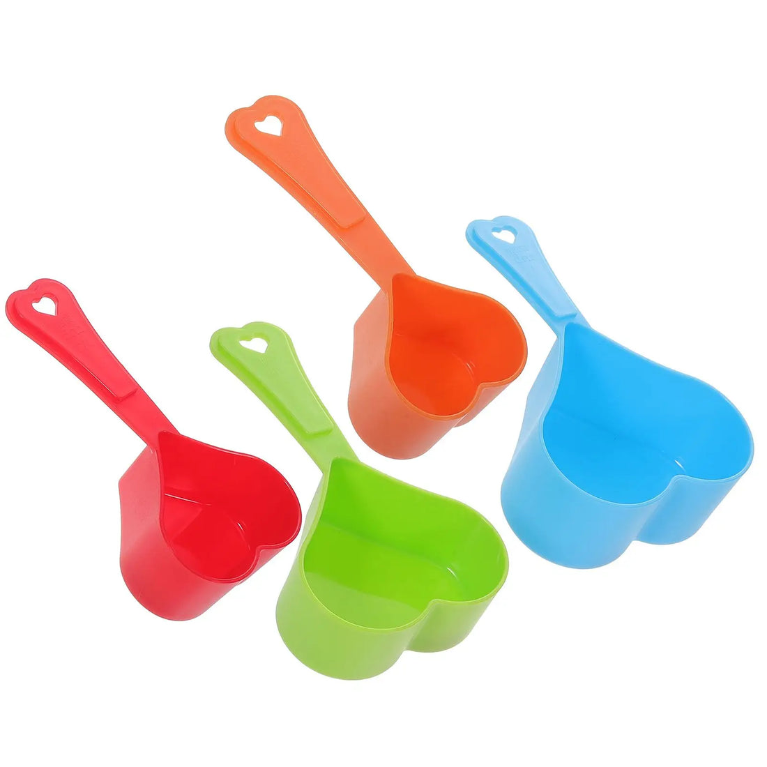 4 Pcs Heart Shaped Measuring Spoon Set for Liquid Ingredients Dry Baking Cooking Coffee Plastic Stackable Kitchenware