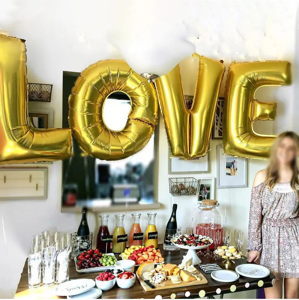 Letter Love Red Heart Bear Foil Balloons Happy Valentine’s Day Wedding Room Party Decorations Birthday Anniversary Helium Balls