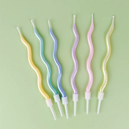Happy Birthday Curved Candle Birthday Decoration Curved Thread Creative Long Cake Decoration Valentine&