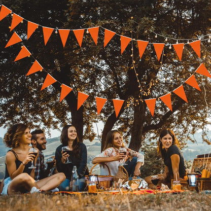 33 Ft Banners Flags String Triangle Bunting Pennant Garland for Grand Graduation Birthday Party Festival Celebration (Orange)