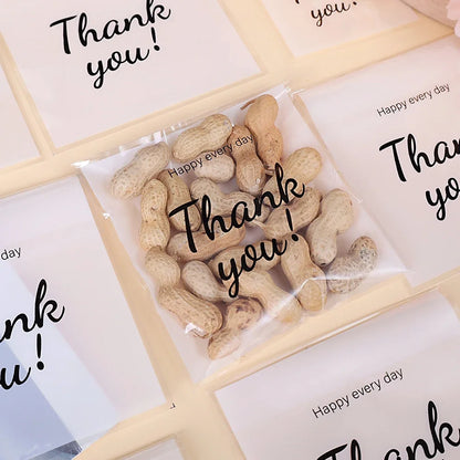 300/100Pcs Thank You Candy Bag Plastic Self-Adhesive Biscuit Snacks Chocolates Lollipop Baking Wedding Birthday Party Gift Bags
