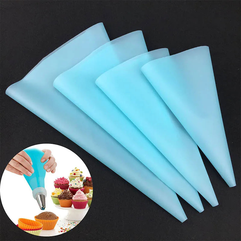 4pcs Silicone Piping Bags with Nozzles – Reusable Icing Bags for Cake Decorating &amp; Pastry Cream