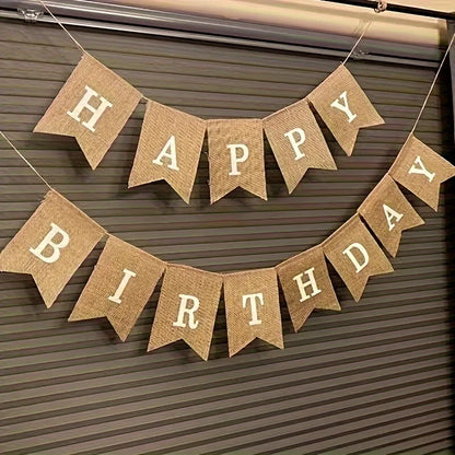Linen birthday banners are suitable for birthday parties, party decorations, party decorations, and easy installation