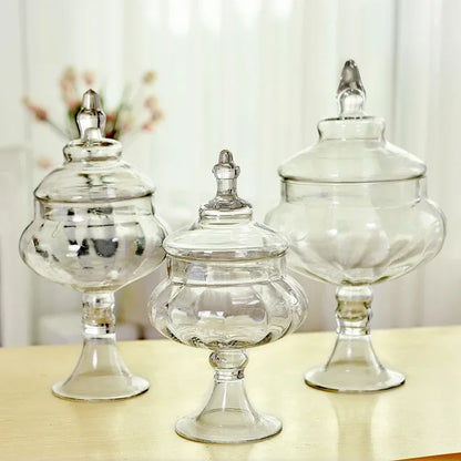 European candy jars transparent Glass bottles lid storage dust-proof cake stand dessert tea caddy wedding vase Decor supplies