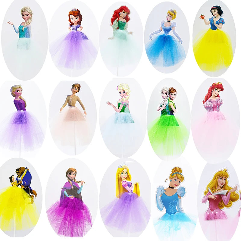 Disney Princess Cake Decoration Frozen Elsa Anna Princess Cake Cupcake Toppers Baby Shower Birthday Supplies Party Cake Decor