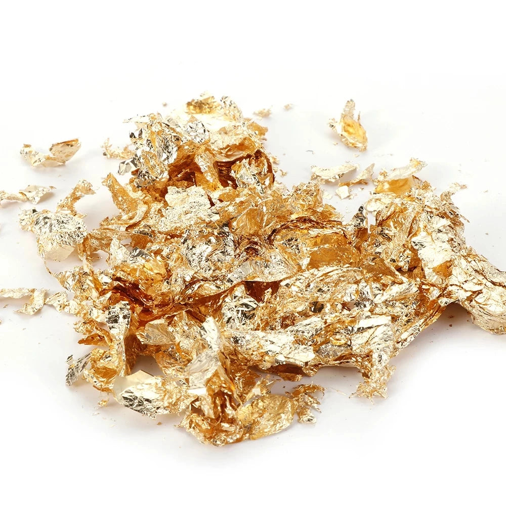 2g Food Grade Shiny Gold Foil Schabin Flakes 24K Gold Silver Rose Gold Leaf Decorative Cake Dessert Kitchen Supplies