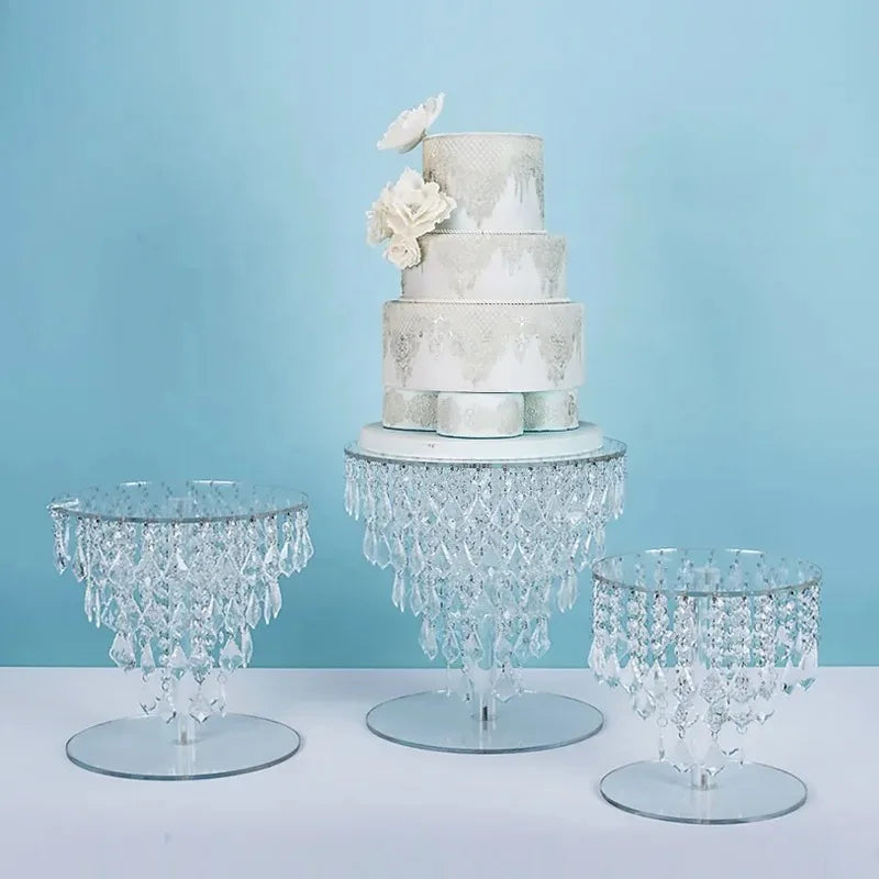 tier round crystal large bling acrylic cake stand set for wedding beaded glass party cup cake stand decorating supplies