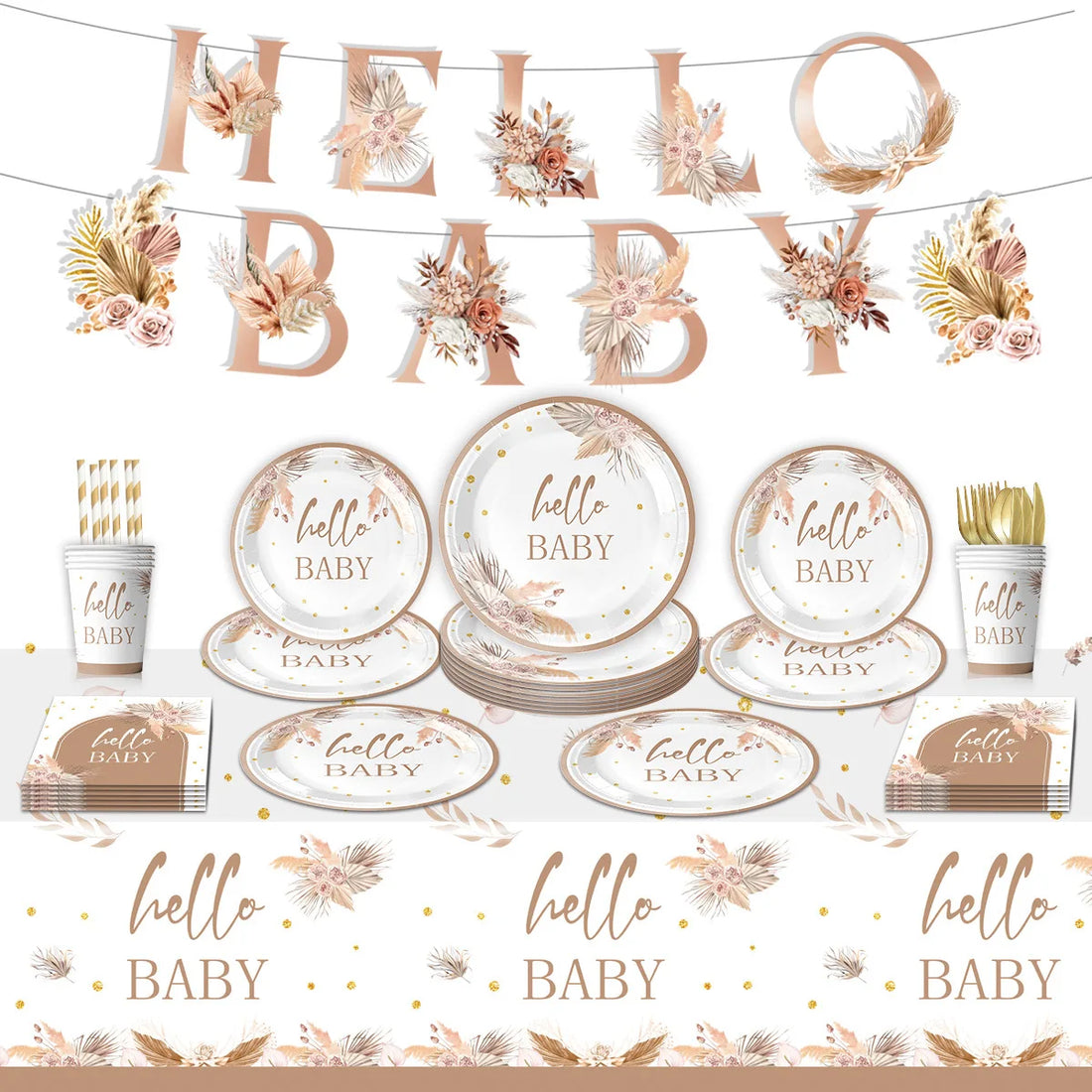 Birthday Baby Cake Topper Happy Birthday Banner Decor First Party Tablecloth Baby Shower One 1st 2nd 3rd Birthday Party Supplies