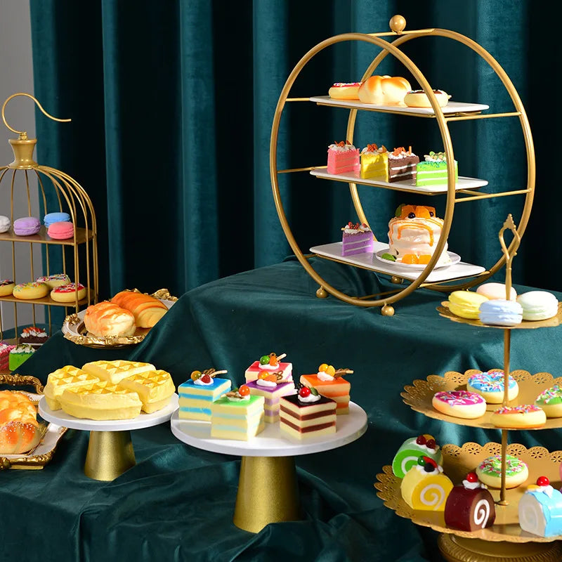 Luxury Cup cakes dessert gold cake stand set metal display stands supplies cake decorating tools