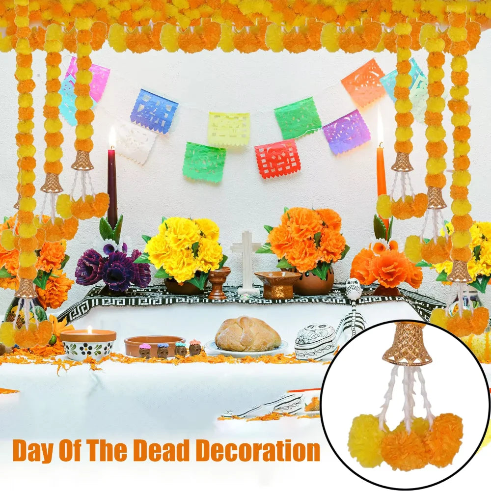 Marigold Flower Garlands 1.5m Artificial Flower Garland Indian DécorPooja Diwali Fiesta Day of The Dead Christmas Events Decor