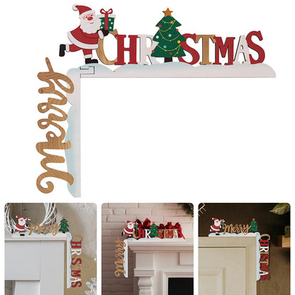 Wall Decor Christmas Door Frame Hanging Wooden Creative Letters Cartoon Old Man Christmas Tree Modeling Suministros NavideñOs