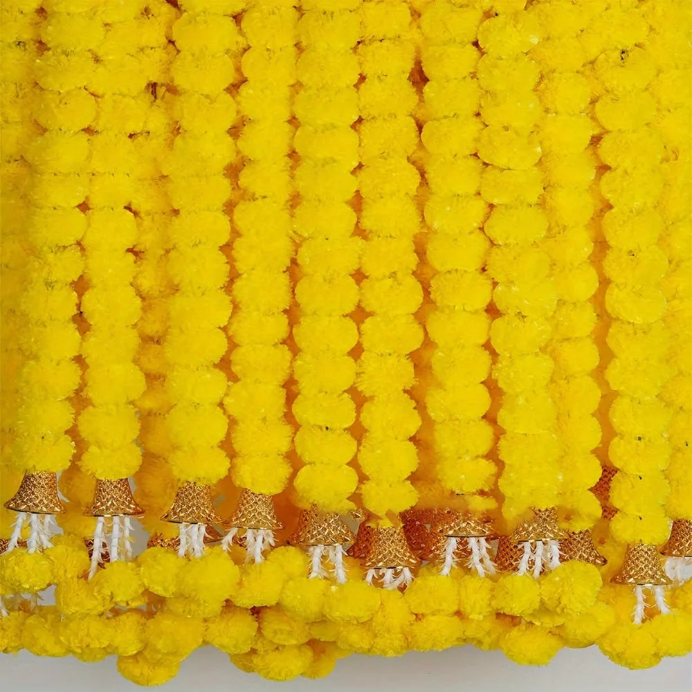 Marigold Flower Garlands 1.5m Artificial Flower Garland Indian DécorPooja Diwali Fiesta Day of The Dead Christmas Events Decor