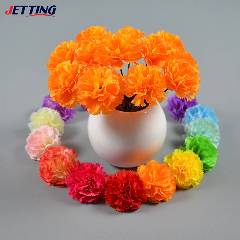 10Pcs Mexican Marigold Artificial Flowers For Day Of The Dead Diwali Home DIY Craft Party Halloween Dia De Los Muertos Decor