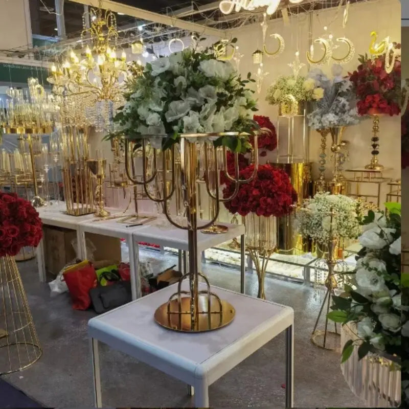 5PCS Backdrops Centerpiece Riser Floral Plate Cake Dessert Rack Gold Luxury Wedding Party Supplies Event Table Decoration Stand