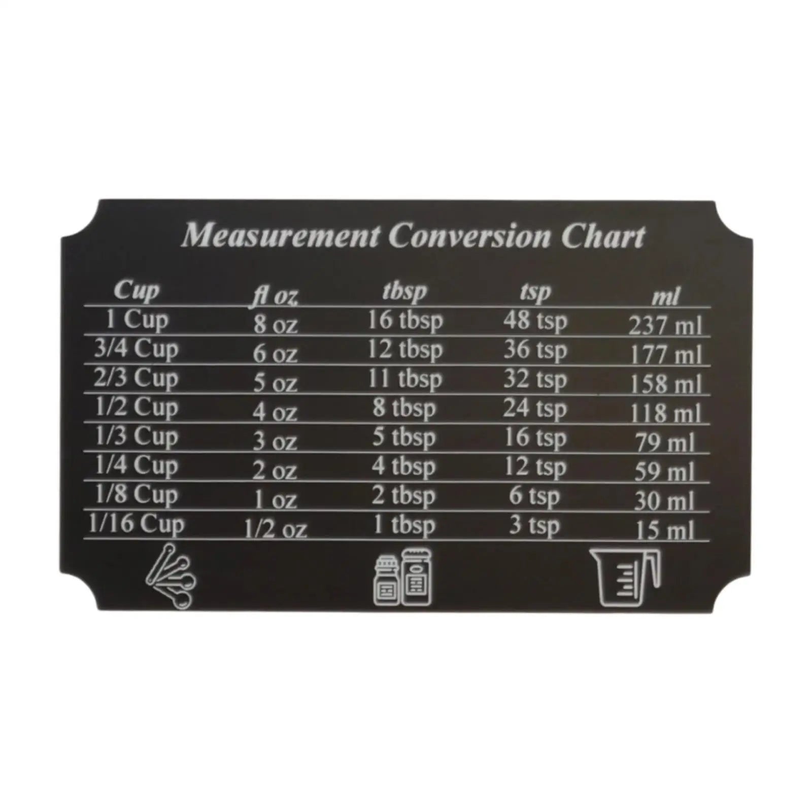 Kitchen Conversion Chart Teaspoons Liquids Baking Ingredients Measurement