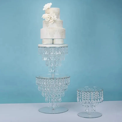 tier round crystal large bling acrylic cake stand set for wedding beaded glass party cup cake stand decorating supplies