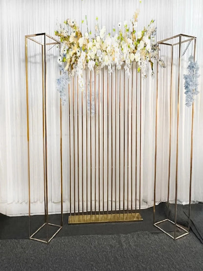 2M Iron Square Screen Gilded Flower Stand Wedding Arch Props Backdrop Geometric Shelf Cake Pillar Birthday Party Supplies Frame