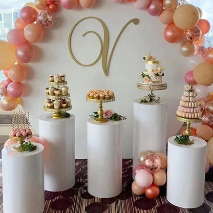 China Supplies Decorative Round Cylinder White Iron Cake Table for Events Party