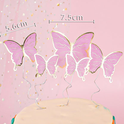 Happy Birthday Butterfly Theme Cake ToppersHandmade Painted Wedding Birthday Party Cake Decoration Party Baking Supplies Gift