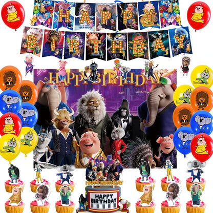 Happy Good Sound Animal Sing Theme Birthday Party Decoration Balloon Backdrop Cake Supplies Baby Shower
