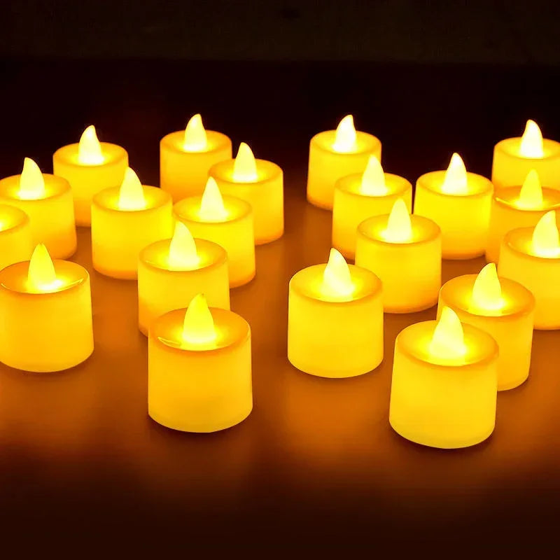 12-1Pcs Colorful LED Candles Battery Operated Flameless Tealight Fake Candles Lamp Wedding Birthday Party Home Decoration Lights