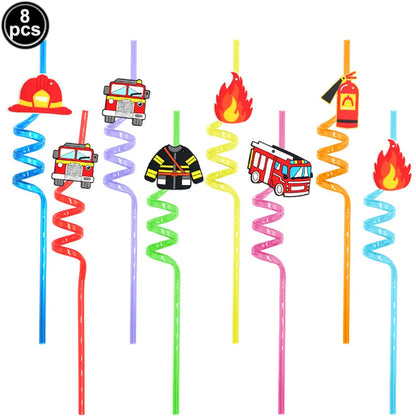 Fireman Cake Topper Cupcake Toppers Fire Hydrant Truck Firefighter Helmet Theme for Kids Boy Girl Happy Birthday Cake Decoration