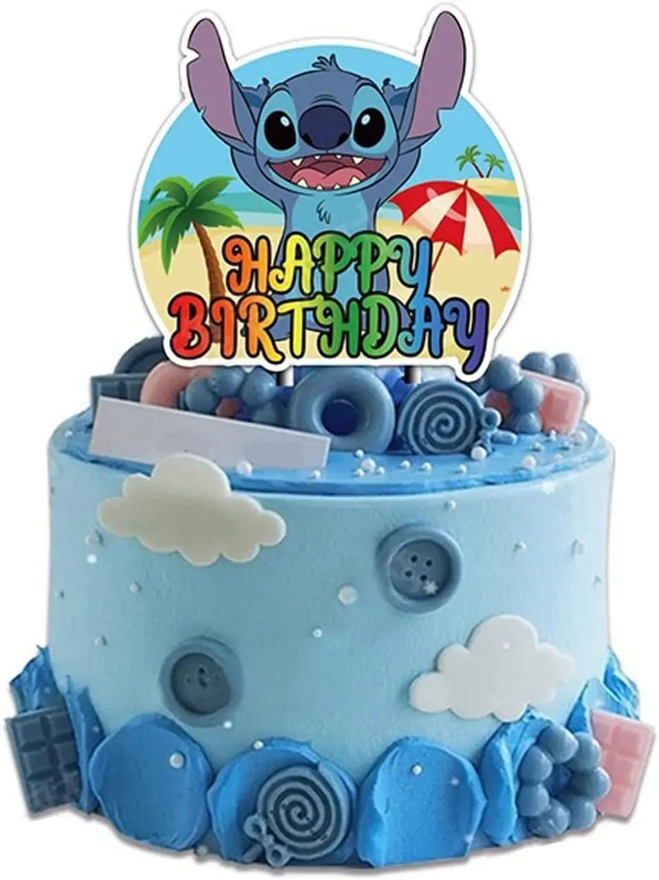 Disney Lilo&amp;Stitch Glitter Paper Cake Topper Hanppy Birthday Cake Decorations For Kild Birthday Baby Shower Party Decor Supplies