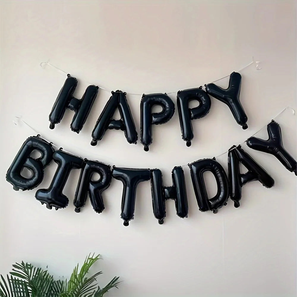 13pcs Rose Gold Happy Birthday Balloons – Letter Foil Balloon Decoration Set