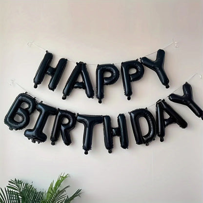 13pcs Rose Gold Happy Birthday Balloons – Letter Foil Balloon Decoration Set