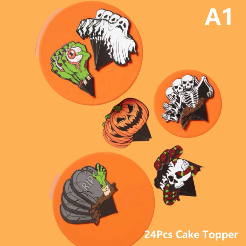 Halloween Cake Topper Decoration Witch Ghost Witch Ghost Pumpkin Spider Cupcake Top Dessert Baking Products Supplies