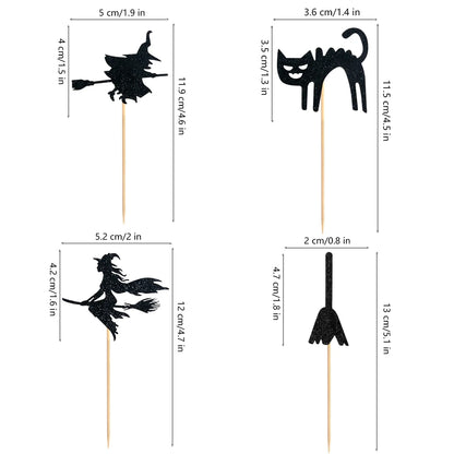 Halloween Cupcake Toppers Glitter Ghost Pumpkin Cat Boo Witch cake Picks for Happy Halloween Theme birthday party Baking Decor