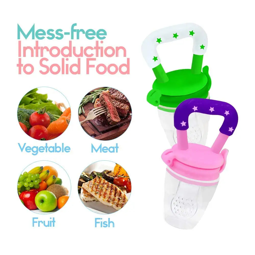 1pc Baby Feeding Spoon Fruit Grinding Pacifier Complementary Bites Silicone Mesh Baby Feeding Tableware