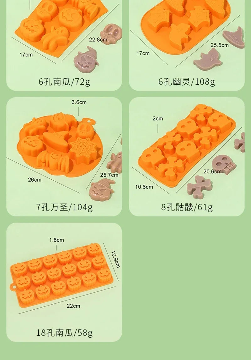 Halloween Baking Mold 3D Pumpkin Bat Skull DIY Model Chocolate Candy Jelly Biscuit Cake Mould Tool Cookie Cutter Reusable Party