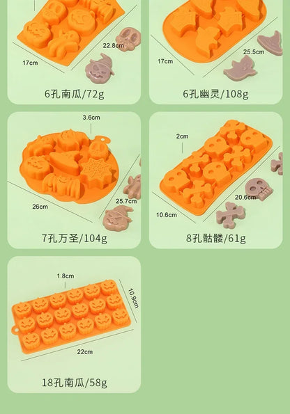 Halloween Baking Mold 3D Pumpkin Bat Skull DIY Model Chocolate Candy Jelly Biscuit Cake Mould Tool Cookie Cutter Reusable Party
