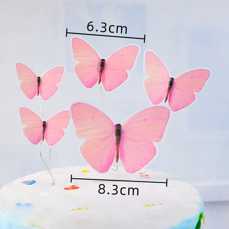 Happy Birthday Butterfly Theme Cake ToppersHandmade Painted Wedding Birthday Party Cake Decoration Party Baking Supplies Gift