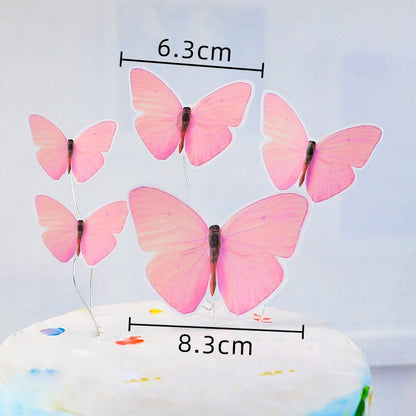 Happy Birthday Butterfly Theme Cake ToppersHandmade Painted Wedding Birthday Party Cake Decoration Party Baking Supplies Gift